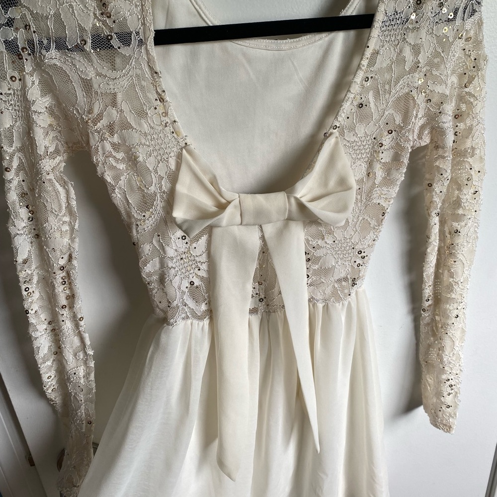 White Sequin A line dress